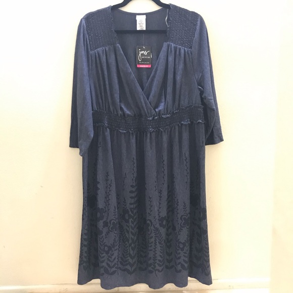 Just My Size JMS Smocked Dress Navy size 18/20 - Picture 1 of 14